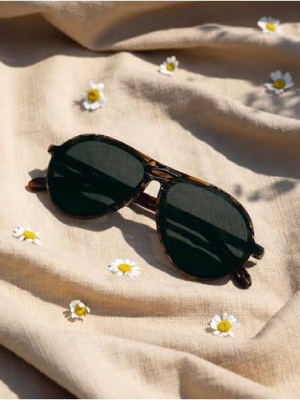 Krewe Ponce Tortoiseshell Aviator Sunglasses with black lenses